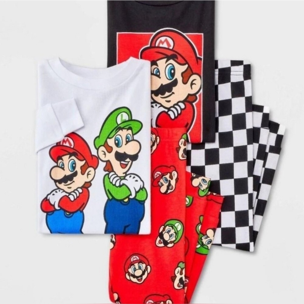 Toddler Boys 4pc Snug Fit Super Mario Cotton Pajamas